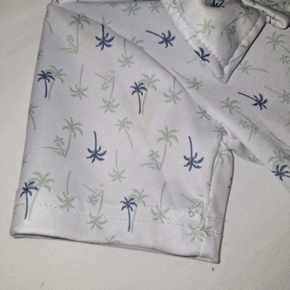 Ben Sherman Short Sleeve Polo Shirt Toddler Boys 24M 2T White Palm Tree Print